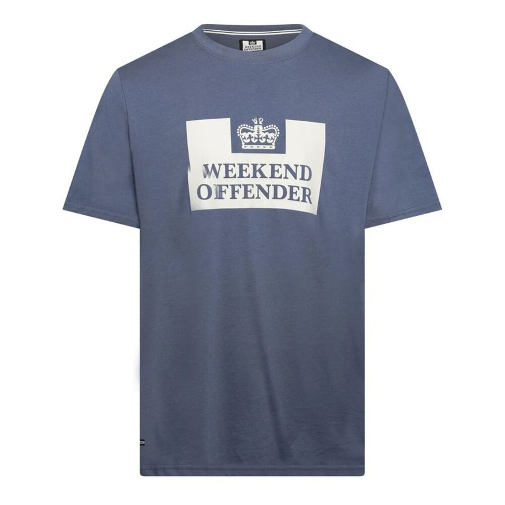 Weekend Offender Mens McMoney Graphic Print Regular T-Shirt / Ink Blue/Silver